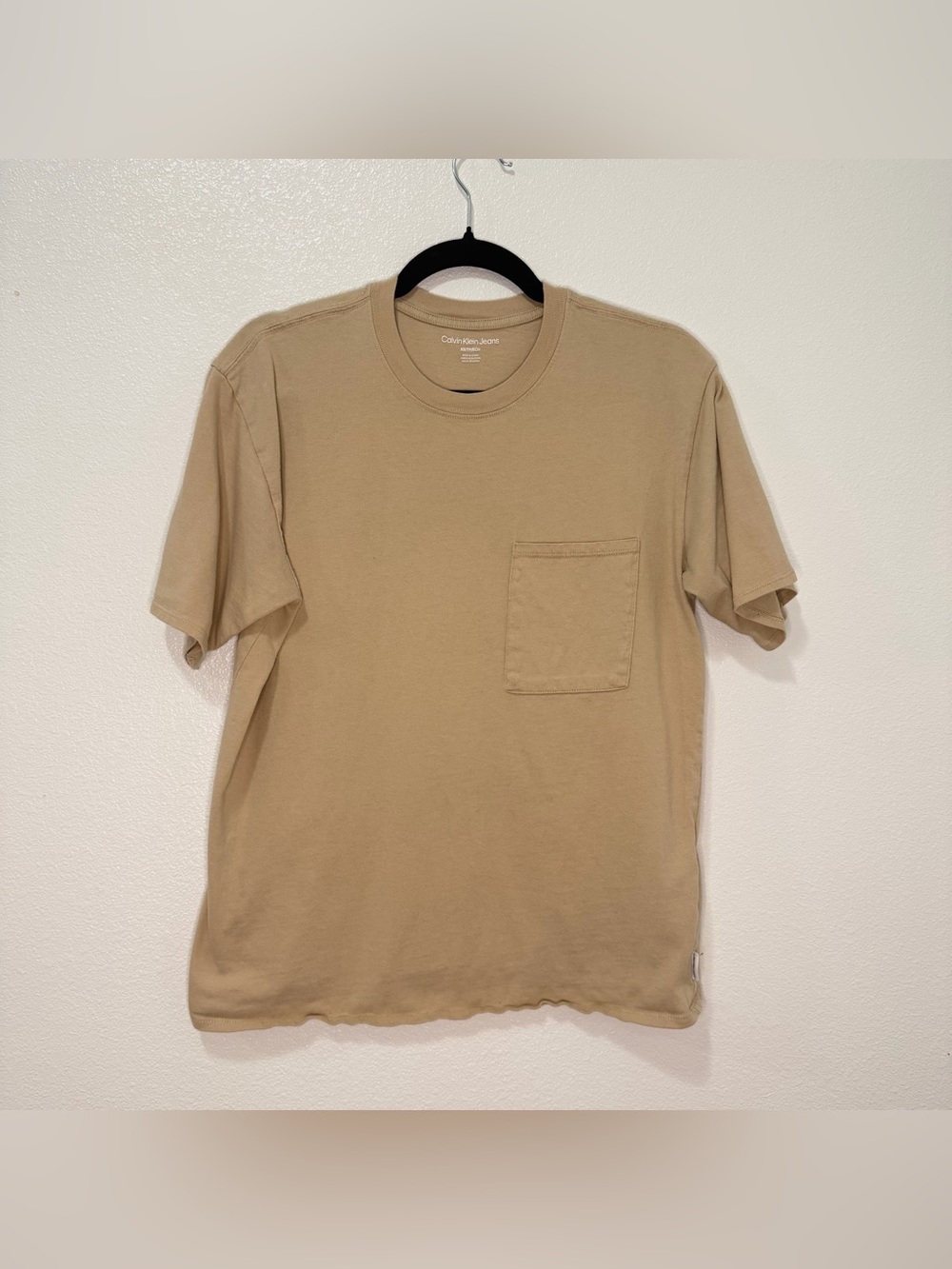 Calvin Klein Jeans Oversized Women's Tan Pocket Tee